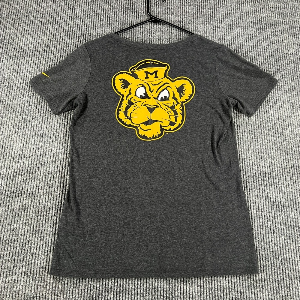 Missouri Tigers Mizzou Shirt Womens Large Gray Short Sleeve V Neck Sailor Logo